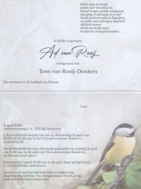 01- 8 april 2023 - Rouwkaart Ad van Rooij overlijden-2